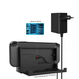 Konsol Portabel Pengisi Daya Cepat Adaptor AC Stasiun Dok Pro Pengontrol Steker US EU untuk Nintendo Switch Oled Lite