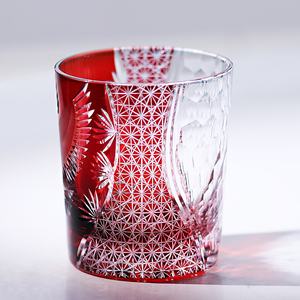 <span class=keywords><strong>Verre</strong></span> à vin en cristal sculpté à la main style Edo Kiriko 250 ml, tasse en <span class=keywords><strong>verre</strong></span> soufflé à la bouche rouge/bleu avec motif grue pour bar et cadeau - Product Image 4