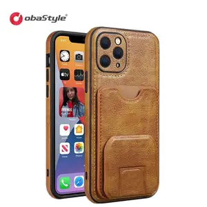 EU Stock Versand Luxus Custom Leder Handy hülle Abdeckung mit Halter für Iphone 14 13 12 Pro Max Handy hülle