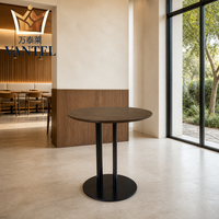 Table ronde moderne pour hôtel avec plateau en bois et base en métal pour hall d'hôtel, salon, café, restaurant, mobilier OEM