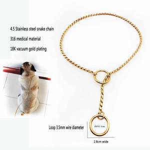 2024 collier de dressage pour chien de compagnie collier de chaîne de serpent de chien en métal doré de luxe - Product Image 2