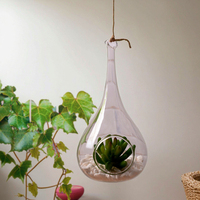 Desain Modern kaca gantung Air mata tanaman udara terarium Dekorasi vas dinding untuk bunga rumah dan lilin