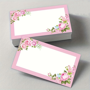 Floral Message Cards, Pocket Cards, Wallet Cards, Business Cards, White Greeting Cards, Uncoated, Thank You Notes, Messages,