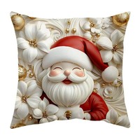 Housse de coussin carrée de Noël 45x45cm, 42 motifs imprimés (Père Noël, Bonhomme de neige, Renne, Sapin de Noël), lavable, pour canapé et lit