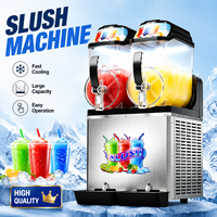 Machine à glace pilée et smoothies, double cylindre avec lampe sept couleurs, en acier inoxydable, capacité 24L