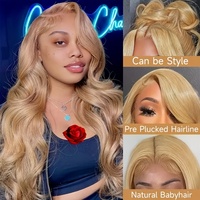 Perruque Lace Front Blonde Body Wave - 13x4 HD Transparente avec Ligne de Cheveux Pré-Plumée et Cheveux de Bébé, Densité 200%, Cheveux de Bébé Naturels