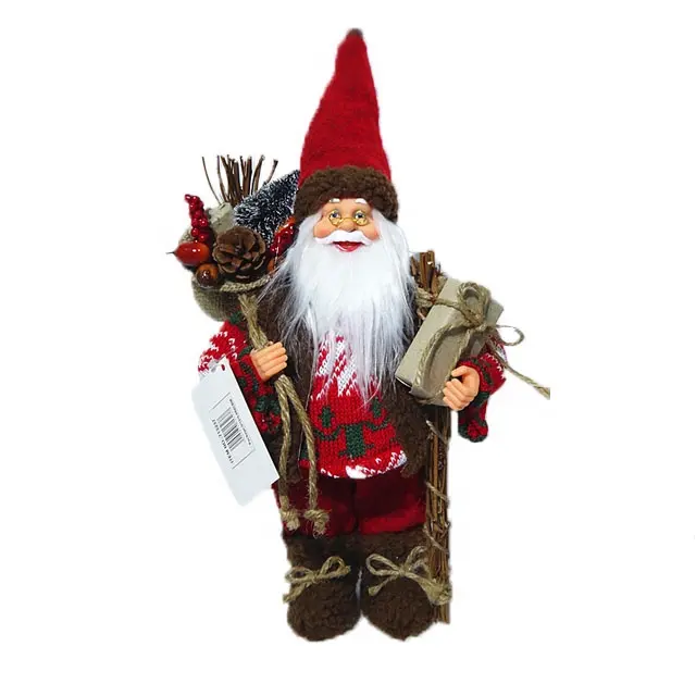 Groothandel 30 cm Nordic Xmas decor Plastic Permanent Kerstman Kerst figuur in stof doek