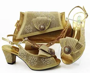 AB8590 Elegante vrouwen oranje schoenen en bijpassende tas set voor wedding party
