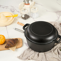 Juego de 6 piezas de ollas holandesas de hierro fundido con tapa, kit para hornear pan, precurado, reutilizable, ecológico, apto para congelador, compatible con todo tipo de utensilios.