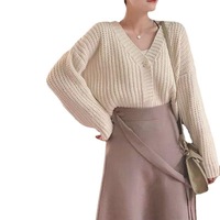 Nouveau pull court en maille à manches chauve-souris en mohair pour femme, style preppy, coupe ample, prêt à porter, idéal pour l'automne