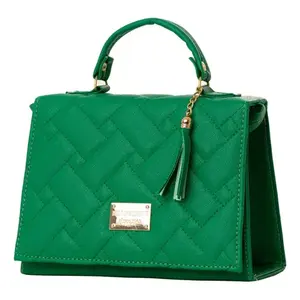 Bolso Mensajero Acolchado Verde para Mujer Fana Mariconera con Borla y Asa Superior, Estilo Clásico, para Uso Diario en Todas las Estaciones - Product Image 3