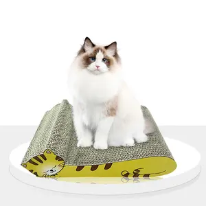 Factory Wholesale Reversible Cat Corrugated Wavy High Density Durable Cat Scratching