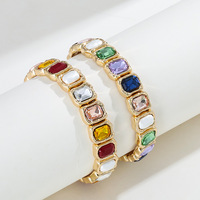 Nouveau Design Alliage Perle Gemme Élastique Réglable Bracelet Baroque Coloré Verre Cristal Perlé Bracelet Bijoux Pour Femmes
