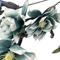 Grand bouquet de magnolias en mousse bleus et jaunes, fleurs artificielles pour la décoration de la maison et des mariages