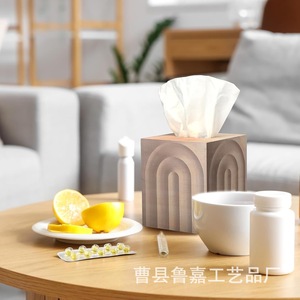 Boîte à mouchoirs en bois 4,9x4,9x5,7 pouces, couleur naturelle, pour la maison, le bureau, le rangement décoratif sur le bureau - Product Image 4