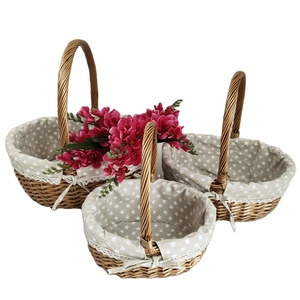 Bán Buôn Hiện Đại Mềm Vải Lót Liễu Giỏ, Trái Cây Và Hoa Trang Trí Lưu Trữ Giỏ Với Xử Lý - Product Image 1