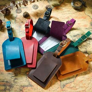 Genuine Leather Striped Luggage <b>Tag</b> <b>ID</b> Label Eco-Friendly Portable Luxury Handmade Identifiers Travel <b>Tags</b> for Suitcase Backpack - Product Image 2