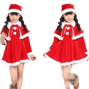 Children's Christmas Costumes Santa Outfits <b>Red</b> Velvet With Hat And <b>Belt</b> For Boys Girls Performance Wear Winter Holiday Dress - Product Image 5