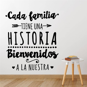 Version <span class=keywords><strong>espagnole</strong></span> Famille Vinyle Sticker Mural Chaque Famille A UNE Histoire Citation Sticker Mural Décoration de Fête À la Maison Affiche Autocollants - Product Image 3