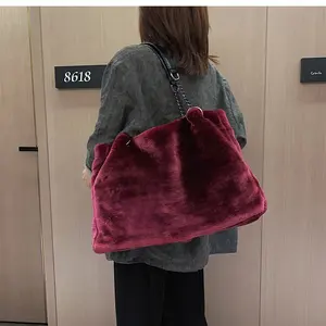 Winter Faux Fur Handtassen Harige Portemonnees Tote Bag Bont Clutch Mode Portemonnee Pluche Vrouwen Grote Crossbody Handtassen