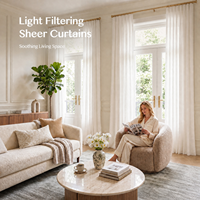 Voilage blanc en gaze, draperie légère filtrante pour fenêtre, pour chambre, salon, balcon