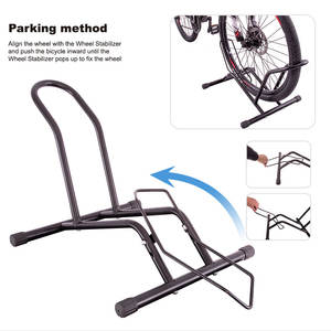 Support de vélo stable avec <span class=keywords><strong>protection</strong></span> du cadre, support de stationnement vertical réglable, rangement facile à enfiler pour vélos de route et <span class=keywords><strong>VTT</strong></span> de 20 à 29,5 pouces - Product Image 4