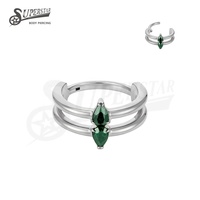SUPERSTAR Anneau septum nez titane G23 charnière click, zircone ronde cœur fleur bijou piercing corps