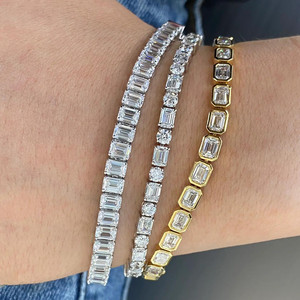<span class=keywords><strong>Bracciale</strong></span> <span class=keywords><strong>con</strong></span> Diamanti Coltivati in Laboratorio a Taglio Personalizzato, Smeraldo Taglio Rotondo <span class=keywords><strong>con</strong></span> Certificato IGI, <span class=keywords><strong>Bracciale</strong></span> in Oro 18K per Donna e Uomo, Gioielli Premium - Product Image 1