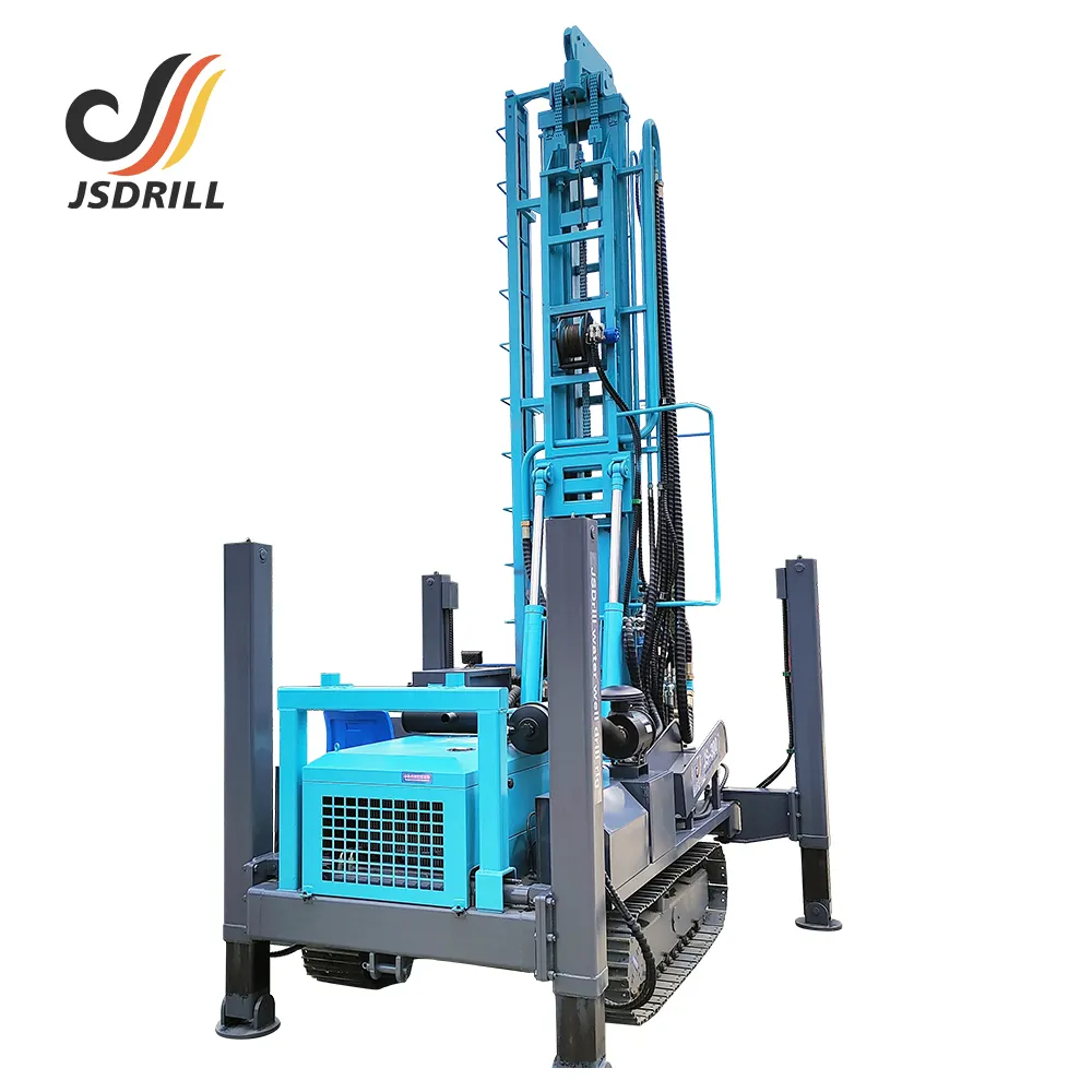 JS-300 300m crawler chassis mobile water well drilling rig machine for water