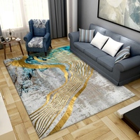 Tapis de sol géométrique moderne de luxe en polyester imprimé en 3D, fabriqué à la machine, épais, écologique, grande taille, avec logo personnalisé, doux et antidérapant