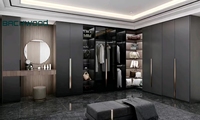 Armoire intégrée de luxe en bois massif coiffeuse combinaison armoire pour chambre à coucher-Design moderne vêtements de grande capacité