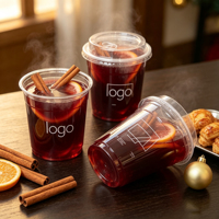 Gobelets jetables en PET de 18 oz imprimés sur mesure, sans BPA, à parois épaisses, résistants aux fuites avec couvercles hauts, écologiques pour les cafés