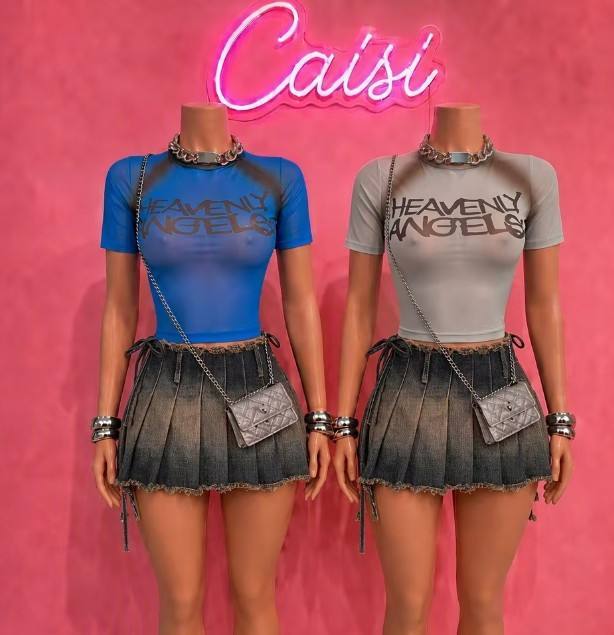 2 Two Piece Skirt Sets Womens Outfits Fashion Crop Top Tee  and Pleated Skirt Matching Set for Women Clothing Conjunto De Falda