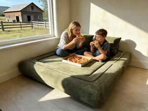 Rustic Relaxed Nook Corduroy Integrated Daybed Removable Pillow Compression Sofa Natural Home Leisure &amp; Lazy Relax Furniture - Product Image 1