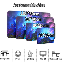 Tapis de souris de jeu personnalisé, design nébuleuse bleue et violette, transfert thermique, antidérapant, en caoutchouc naturel, tissu anti-rayures