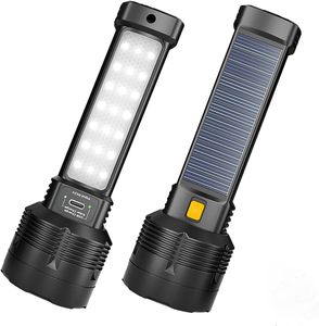 Lampe torche de survie et d'urgence rechargeable par USB, solaire, haute puissance, LED, projecteur, lampe de poche alimentée par énergie solaire, vente en gros - Product Image 1