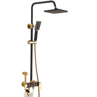 Ensemble de douche moderne et simple en aluminium noir pour la maison, avec jets de massage et de pluie, finition anodisée, robinet de douche pour salle de bain