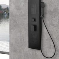 Colonne de douche d'hydromassage noire KAM-K7300N Kamalu avec effet cascade et mitigeur à 4 fonctions
