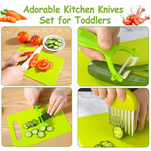15 parça Mini plastik güvenli bıçak çocuk çocuk mutfak gerçek pişirme pişirme ile TENCERE <span class=keywords><strong>SET</strong></span>İ oklava ve kesme tahtası - Product Image 3