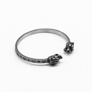 yunnique Stainless Steel Wolf Head Bracelet <b>For</b> <b>Men</b> Open Cuff Animal Design Jewelry Tibetan <b>Silver</b> Fashion <b>Bangle</b> - Product Image 2