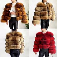 Manteau court de luxe en vraie fourrure de raton laveur pour femme, respirant, écologique et moelleux – Vente en gros directe usine