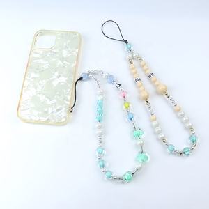 Chaîne de téléphone portable florale à la mode avec perles de cristal lanière anti-chute accessoire bijoux pendentifs pour <span class=keywords><strong>cordon</strong></span> de téléphone pour enfants - Product Image 2
