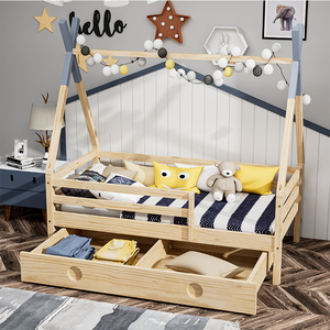 Muebles de dormitorio <span class=keywords><strong>Montessori</strong></span>, <span class=keywords><strong>cama</strong></span> individual <span class=keywords><strong>doble</strong></span>, tamaño King con cajones - Product Image 6