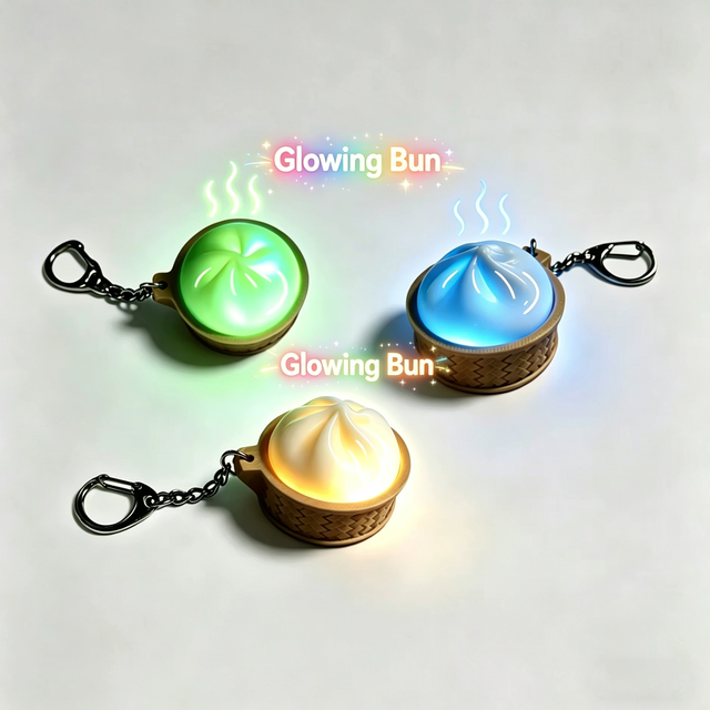 Dumpling Bun-shaped Glowing Fidget Toy Spinner Mechanical Switch Clickez Keychain Bag Charm  Stress Relief Backpack Pendant Toy