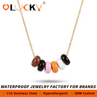 Perles entretoises en émail et cristal LUCKYJIU en acier inoxydable plaqué or 18 carats, styles variés, pour la fabrication de colliers DIY