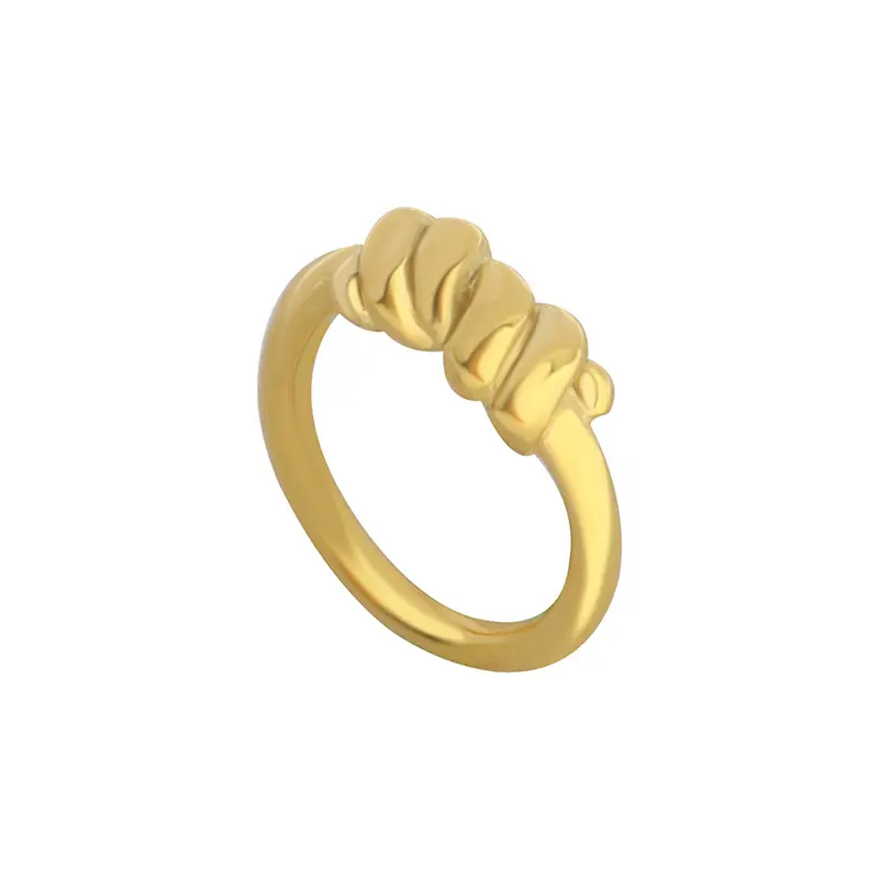 Bague ras du cou Ins européenne et américaine Élément de torsion avancé géométrique Bague d'index en or véritable 18 carats en acier titane pour femme