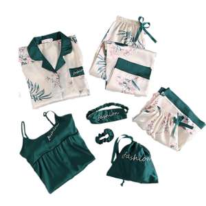 Set pigiama <span class=keywords><strong>da</strong></span> donna 7 pezzi abbigliamento <span class=keywords><strong>da</strong></span> <span class=keywords><strong>notte</strong></span> primavera <span class=keywords><strong>manica</strong></span> <span class=keywords><strong>lunga</strong></span> pigiama di seta di ghiaccio pantaloni <span class=keywords><strong>camicia</strong></span> con Top breve accappatoio Sexy <span class=keywords><strong>camicia</strong></span> <span class=keywords><strong>da</strong></span> <span class=keywords><strong>notte</strong></span> Sexy - Product Image 1