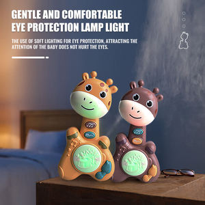 Jouet musical sensoriel pour bébé en forme de guitare avec lumières LED, hochet à main en plastique et tambour à tapoter, motifs animaux adorables pour le confort des nourrissons - Product Image 3