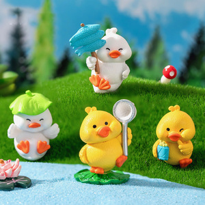 Cartone animato animale fai da te figurine carino piccolo giallo anatra animale fatto a mano da giardino set Mini oggetti artigianali in resina giocattolo per auto decorazione della casa - Product Image 3