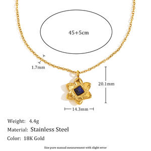 เครื่องประดับสตรีสุดหรูสไตล์คลาสสิกแบบพุทธศาสนาจาก <span class=keywords><strong>JoJo</strong></span>  ชุบทอง 18K  สร้อยสแตนเลสสตีลแบบโซ่  ประดับคริสตัลรูปดอกไม้และหัวใจ - Product Image 5